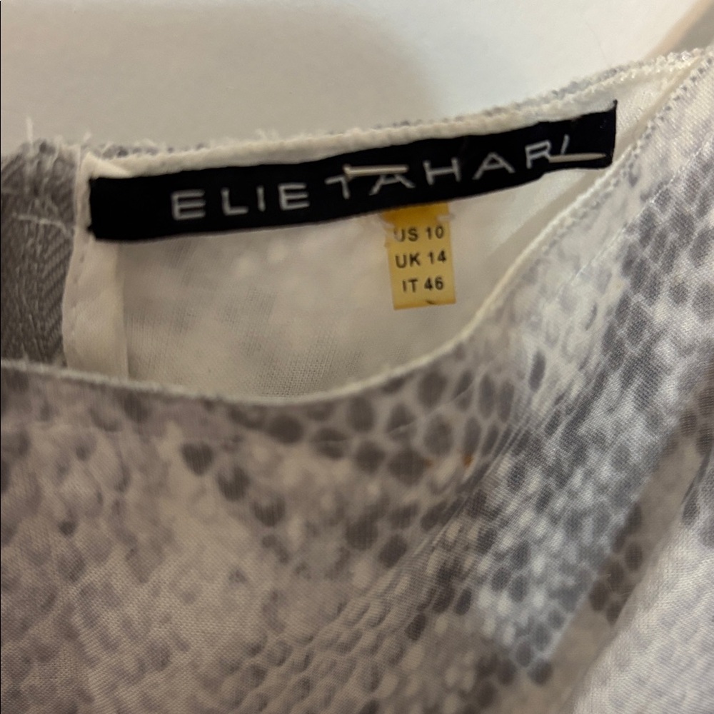Elie Tahari Leanne Gray Snake Print Pleated Dress - Size 10 - Picture 2 of 14